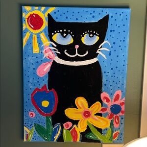Cat Canvas Art Print -Made with Love by my daughter